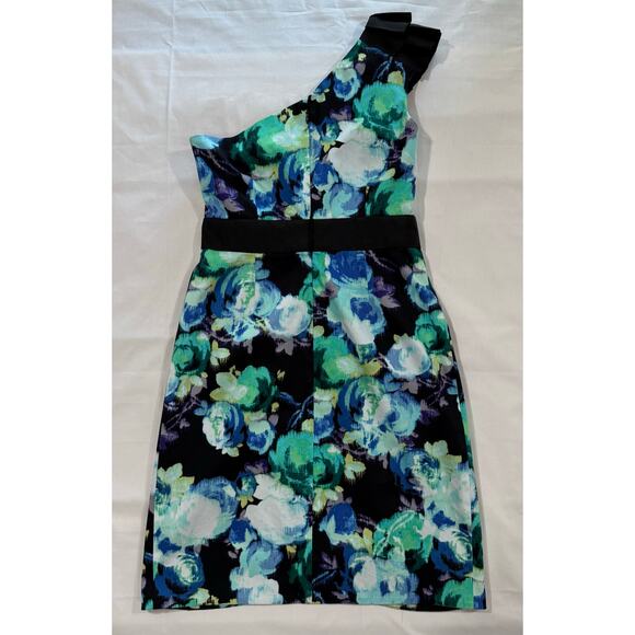 Eliza J Dress Floral Watercolor One Shoulder Size 4 (069) - Picture 7 of 12